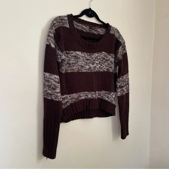 Takeout | Brown Striped Crop Sweater | Size Medium - Picture 2 of 8